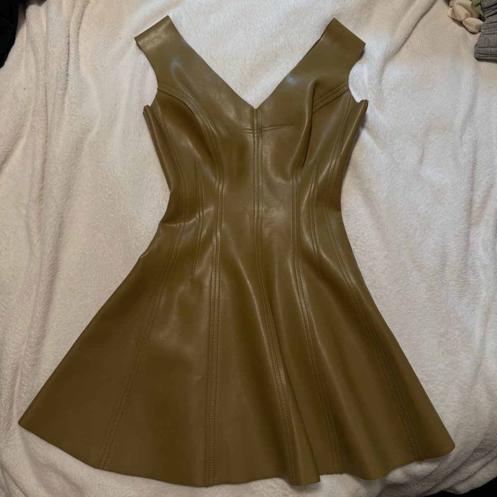 Norma Kamali Grace mini dress leather